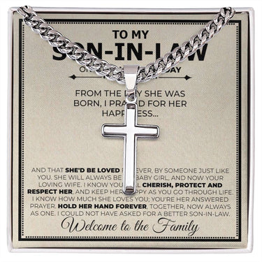 Son In Law Wedding Day Cross Cuban Necklace - Love You This Much